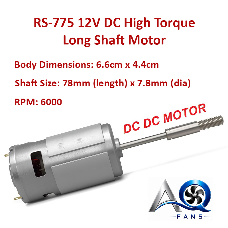 RS-775 12V DC High Torque Long Shaft Motor – 6000 RPM | Cooling Fan & Ball Bearing Installed - Detail 1