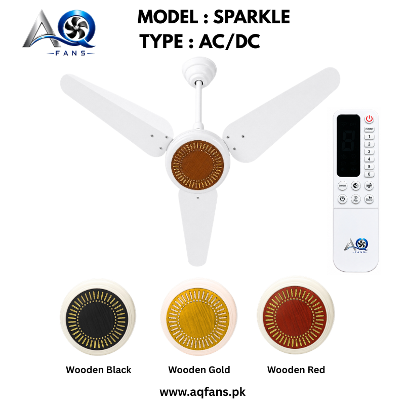 AQ AC DC Ceiling Fan 56 Inch with RF Remote Control Energy Saving Fans - Sparkle Model